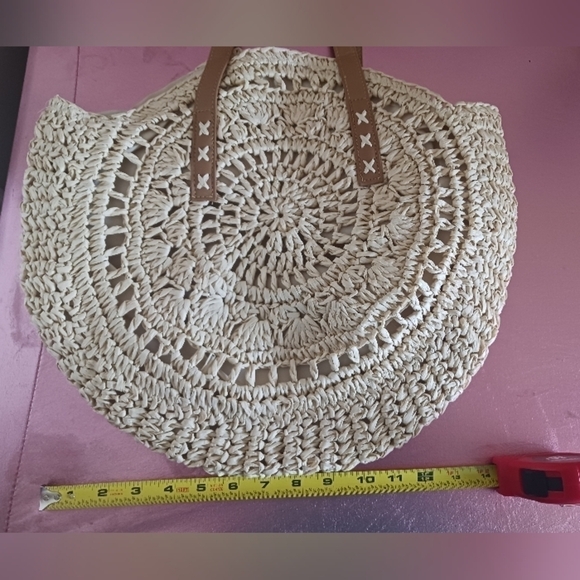 Geometric Pattern Beach Bag In Khaki - Picture 7 of 8